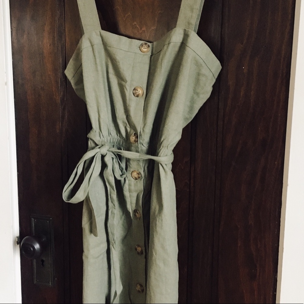 Olive Button Midi Dress